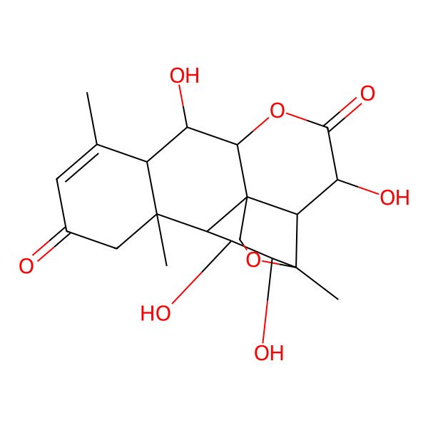 2D Structure of (1R,2S,3R,6S,7R,8R,13S,14S,15R,16R,17R)-3,7,15,16-tetrahydroxy-9,13,17-trimethyl-5,18-dioxapentacyclo[12.5.0.01,6.02,17.08,13]nonadec-9-ene-4,11-dione