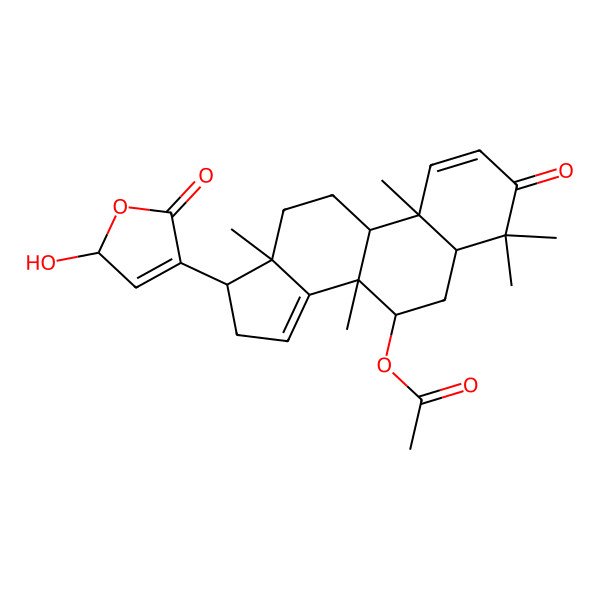2D Structure of [(5R,7R,8R,9R,10R,13S,17R)-17-(2-hydroxy-5-oxo-2H-furan-4-yl)-4,4,8,10,13-pentamethyl-3-oxo-5,6,7,9,11,12,16,17-octahydrocyclopenta[a]phenanthren-7-yl] acetate