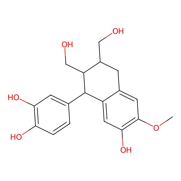 2D Structure of 4-[(1R,2R,3R)-7-hydroxy-2,3-bis(hydroxymethyl)-6-methoxy-1,2,3,4-tetrahydronaphthalen-1-yl]benzene-1,2-diol