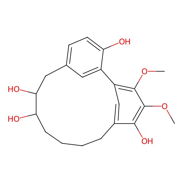 2D Structure of (8S,9R)-16,17-dimethoxytricyclo[12.3.1.12,6]nonadeca-1(17),2,4,6(19),14(18),15-hexaene-3,8,9,15-tetrol