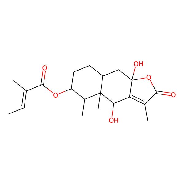 2D Structure of [(4R,4aS,5R,6S,8aR,9aS)-4,9a-dihydroxy-3,4a,5-trimethyl-2-oxo-5,6,7,8,8a,9-hexahydro-4H-benzo[f][1]benzofuran-6-yl] (Z)-2-methylbut-2-enoate