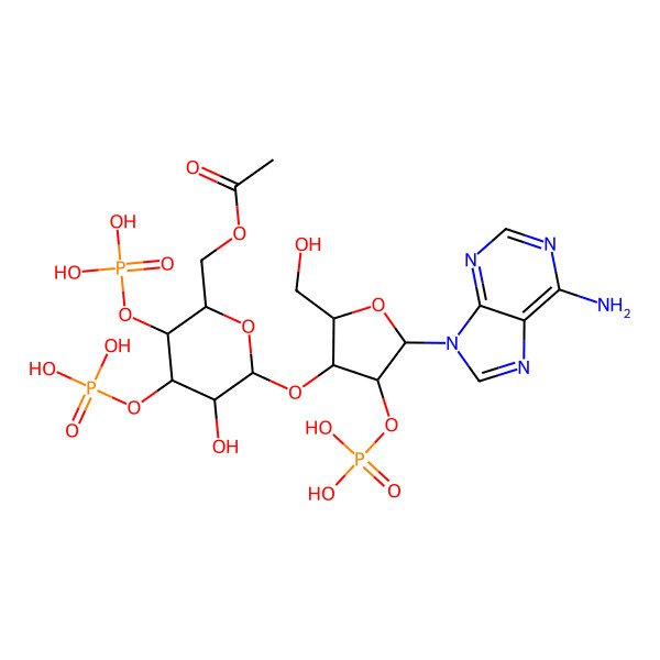 2D Structure of [(2R,3R,4R,5R)-3-[(2R,3R,4S,5R,6R)-6-(acetyloxymethyl)-3-hydroxy-4,5-d iphosphonooxy-oxan-2-yl]oxy-5-(6-aminopurin-9-yl)-4-hydroxy-oxolan-2-y l]methoxyphosphonic acid