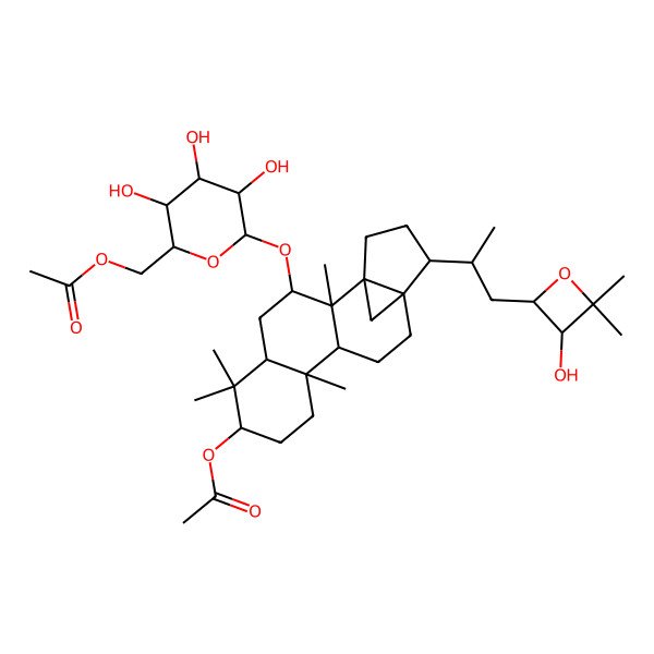 2D Structure of [6-[[7-Acetyloxy-15-[1-(3-hydroxy-4,4-dimethyloxetan-2-yl)propan-2-yl]-2,6,6,10-tetramethyl-3-pentacyclo[12.3.1.01,14.02,11.05,10]octadecanyl]oxy]-3,4,5-trihydroxyoxan-2-yl]methyl acetate