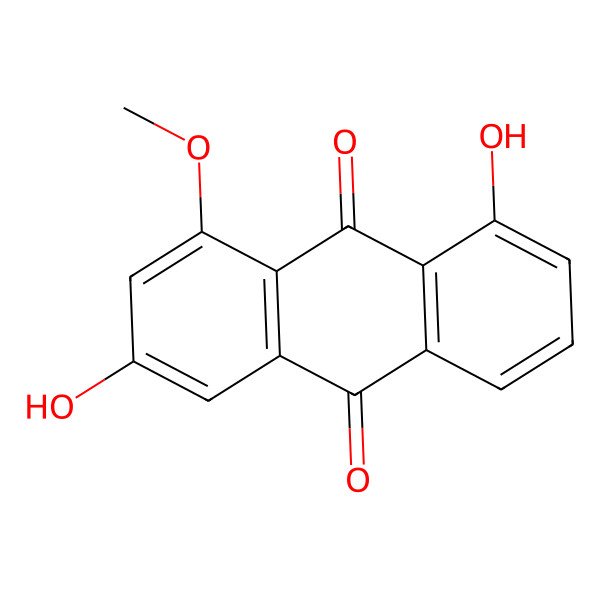 2D Structure of 3,8-Dihydroxy-1-methoxyanthracene-9,10-dione