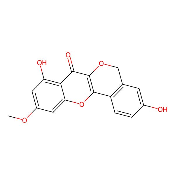 2D Structure of 3,8-Dihydroxy-10-methoxyisochromeno[4,3-b]chromen-7(5h)-one