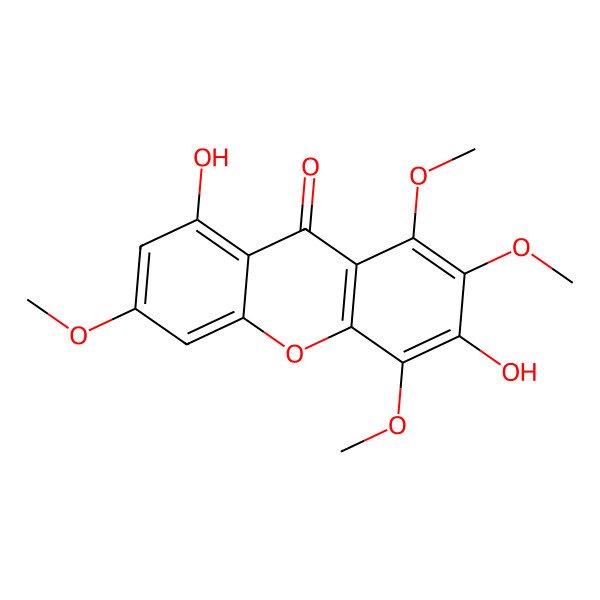 2D Structure of 3,8-Dihydroxy-1,2,4,6-tetramethoxyxanthen-9-one