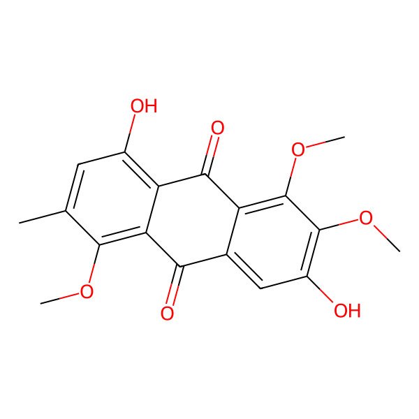 2D Structure of 3,8-Dihydroxy-1,2,5-trimethoxy-6-methylanthracene-9,10-dione