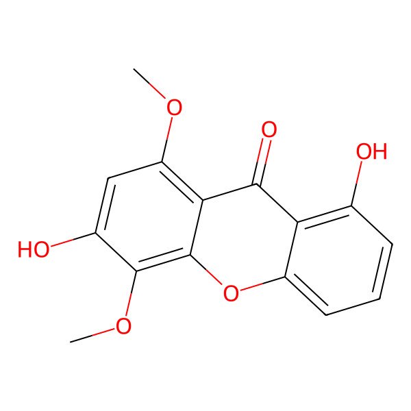 2D Structure of 3,8-Dihydroxy-1,4-dimethoxyxanthone