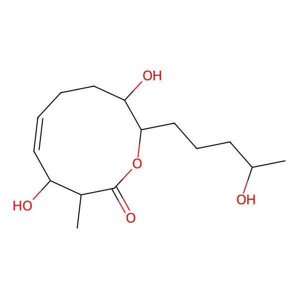 2D Structure of 3,8-Dihydroxy-2-(4-hydroxypentyl)-9-methyl-2,3,4,5,8,9-hexahydrooxecin-10-one