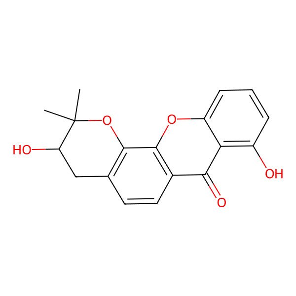 2D Structure of 3,8-Dihydroxy-2,2-dimethyl-3,4-dihydropyrano[3,2-c]xanthen-7-one