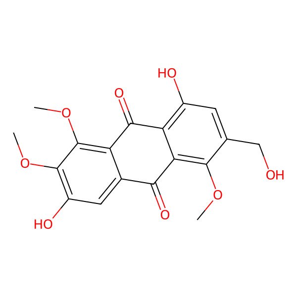 2D Structure of 3,8-Dihydroxy-6-(hydroxymethyl)-1,2,5-trimethoxyanthracene-9,10-dione