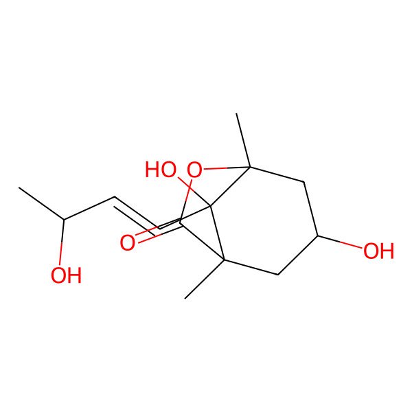 2D Structure of 3,8-Dihydroxy-8-(3-hydroxybut-1-enyl)-1,5-dimethyl-6-oxabicyclo[3.2.1]octan-7-one