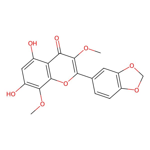 2D Structure of 3,8-Dimethoxy-5,7-dihydroxy-3',4'-methylenedioxyflavone
