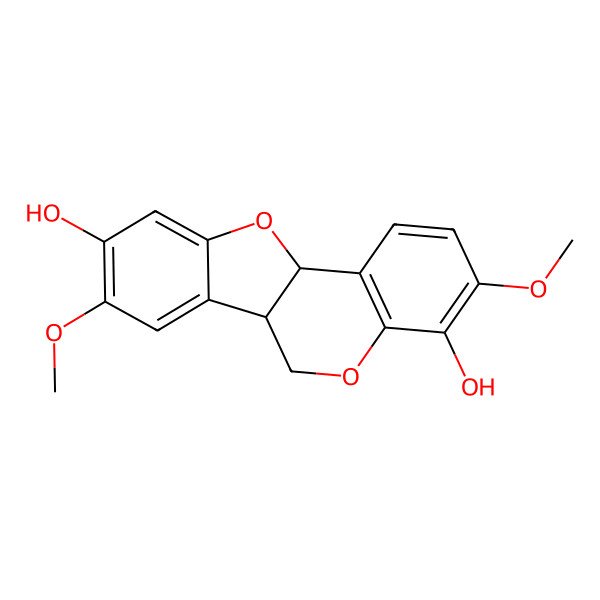 2D Structure of 3,8-dimethoxy-6a,11a-dihydro-6H-[1]benzofuro[3,2-c]chromene-4,9-diol
