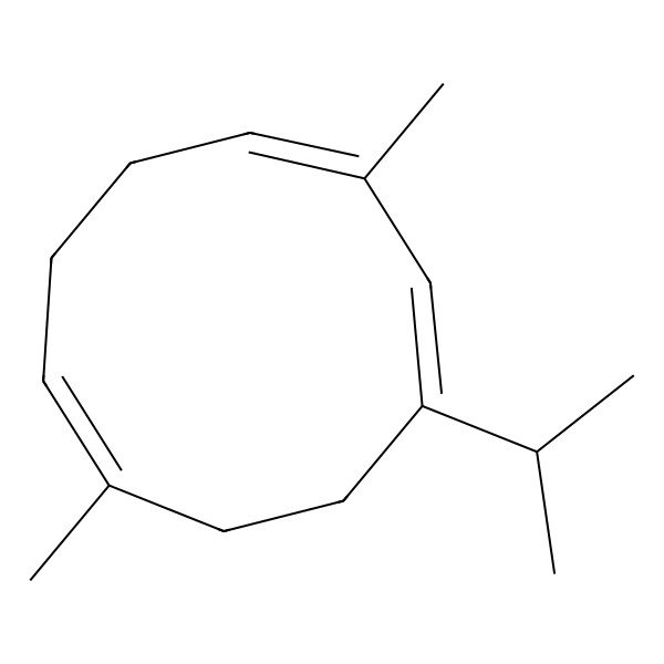 2D Structure of 3,8-Dimethyl-1-propan-2-ylcyclodeca-1,3,7-triene 2D Structure of 3,8-Dimethyl-1-propan-2-ylcyclodeca-1,3,7-triene