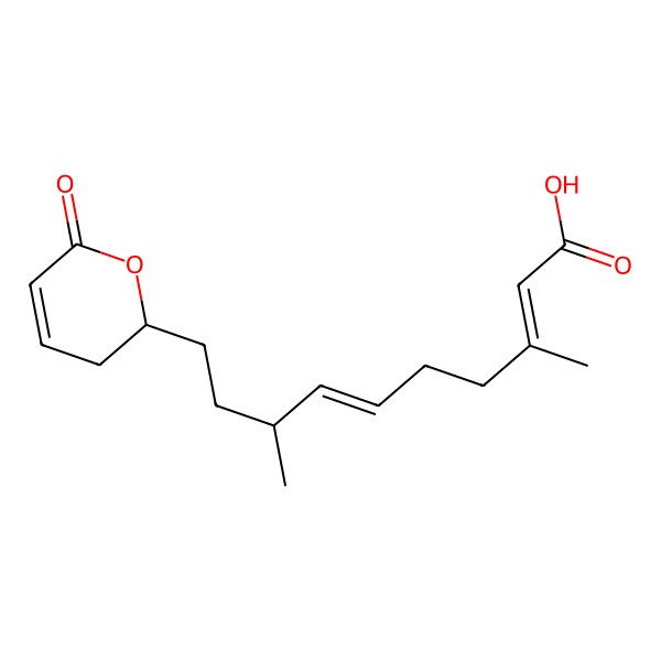 2D Structure of 3,8-Dimethyl-10-(6-oxo-2,3-dihydropyran-2-yl)deca-2,6-dienoic acid