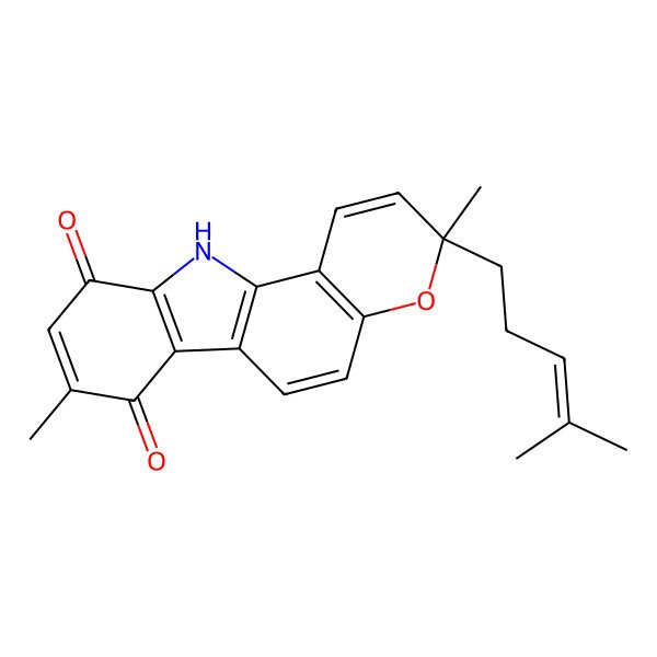 2D Structure of 3,8-dimethyl-3-(4-methylpent-3-enyl)-11H-pyrano[3,2-a]carbazole-7,10-dione