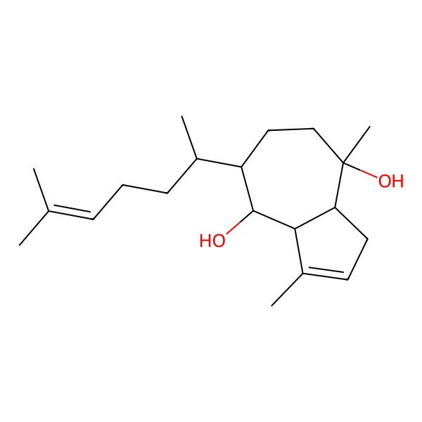 2D Structure of 3,8-dimethyl-5-(6-methylhept-5-en-2-yl)-3a,4,5,6,7,8a-hexahydro-1H-azulene-4,8-diol