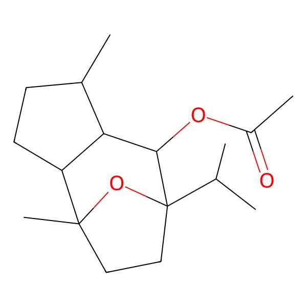 2D Structure of 3,8-Dimethyl-5-isopropyl-5,8-epoxydecahydroazulene-4-ol acetate 2D Structure of 3,8-Dimethyl-5-isopropyl-5,8-epoxydecahydroazulene-4-ol acetate