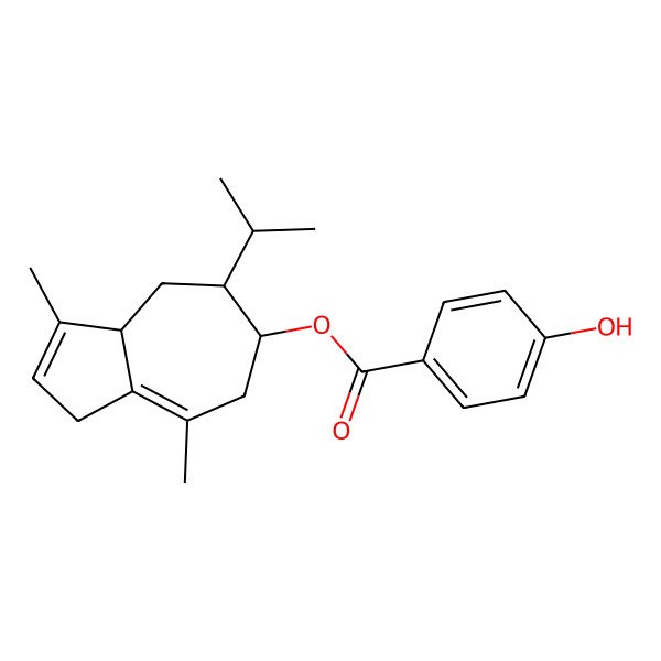 2D Structure of (3,8-Dimethyl-5-propan-2-yl-1,3a,4,5,6,7-hexahydroazulen-6-yl) 4-hydroxybenzoate