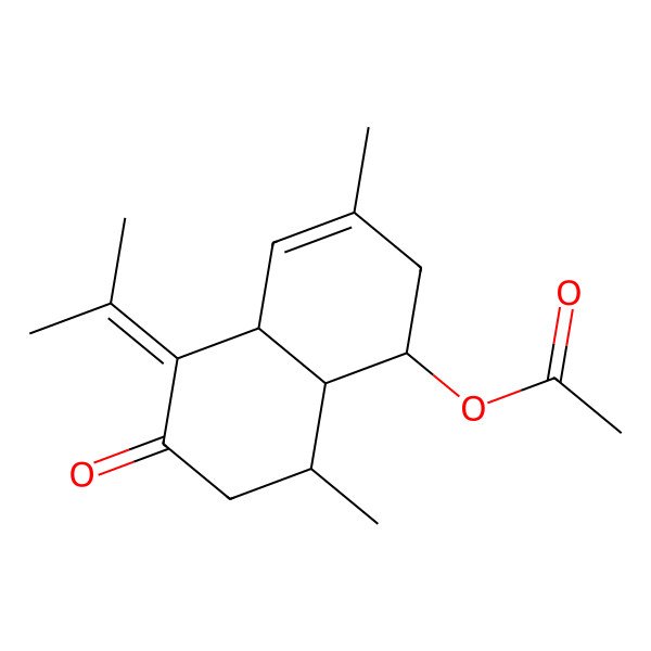 2D Structure of (3,8-Dimethyl-6-oxo-5-propan-2-ylidene-1,2,4a,7,8,8a-hexahydronaphthalen-1-yl) acetate 2D Structure of (3,8-Dimethyl-6-oxo-5-propan-2-ylidene-1,2,4a,7,8,8a-hexahydronaphthalen-1-yl) acetate