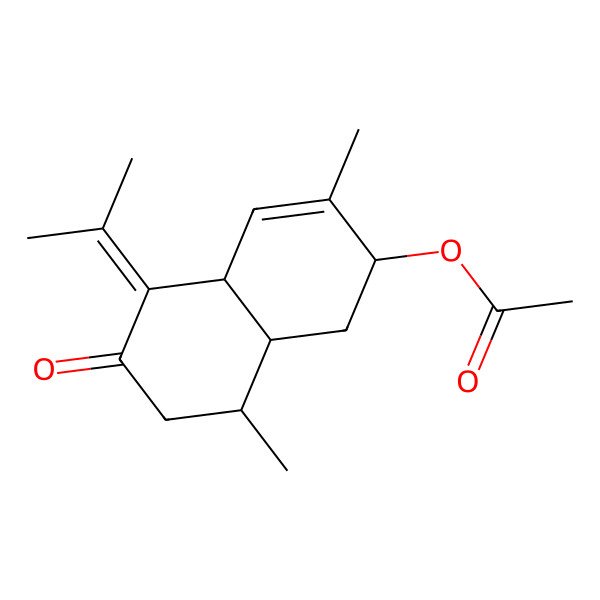 2D Structure of (3,8-Dimethyl-6-oxo-5-propan-2-ylidene-1,2,4a,7,8,8a-hexahydronaphthalen-2-yl) acetate
