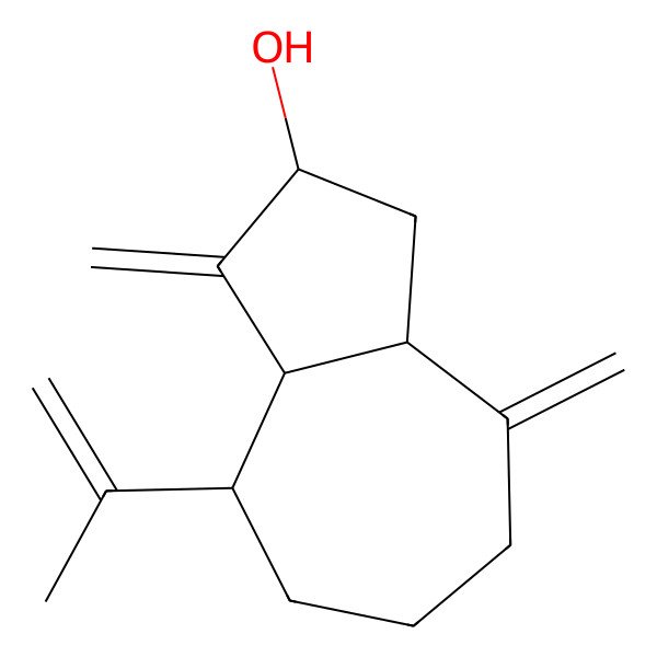 2D Structure of 3,8-Dimethylidene-4-prop-1-en-2-yl-1,2,3a,4,5,6,7,8a-octahydroazulen-2-ol 2D Structure of 3,8-Dimethylidene-4-prop-1-en-2-yl-1,2,3a,4,5,6,7,8a-octahydroazulen-2-ol