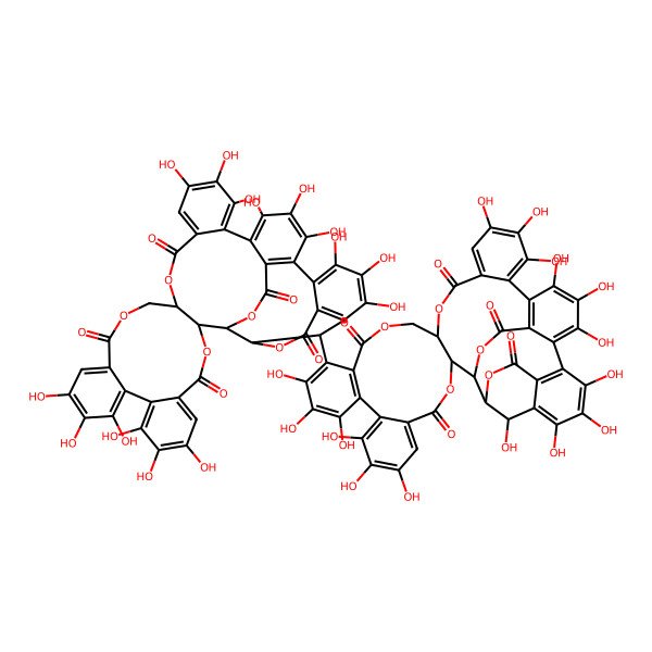 2D Structure of (1R,2R,20R,42S,46S)-7,8,9,12,13,14,25,26,27,30,31,32,35,36,37,46-hexadecahydroxy-15-[(1R,2R,20R,42R,46S)-7,8,9,12,13,14,25,26,27,30,31,32,35,36,37-pentadecahydroxy-4,17,22,40,44-pentaoxo-3,18,21,41,43-pentaoxanonacyclo[27.13.3.138,42.02,20.05,10.011,16.023,28.033,45.034,39]hexatetraconta-5,7,9,11,13,15,23,25,27,29(45),30,32,34(39),35,37-pentadecaen-46-yl]-3,18,21,41,43-pentaoxanonacyclo[27.13.3.138,42.02,20.05,10.011,16.023,28.033,45.034,39]hexatetraconta-5,7,9,11(16),12,14,23,25,27,29(45),30,32,34(39),35,37-pentadecaene-4,17,22,40,44-pentone