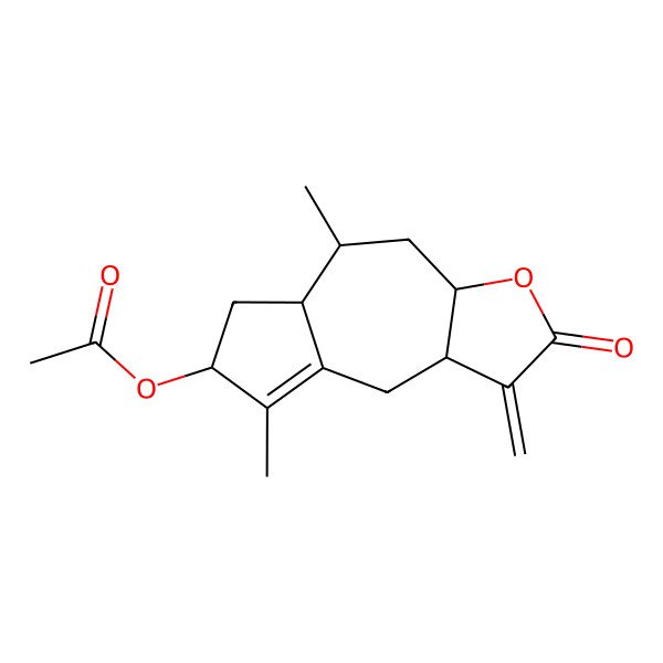 2D Structure of [(3aR,5S,5aS,7S,9aR)-5,8-dimethyl-1-methylidene-2-oxo-3a,4,5,5a,6,7,9,9a-octahydroazuleno[6,5-b]furan-7-yl] acetate