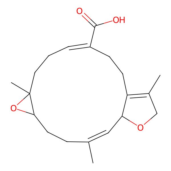 2D Structure of 3,8,16-Trimethyl-7,18-dioxatricyclo[13.3.0.06,8]octadeca-2,11,15-triene-12-carboxylic acid