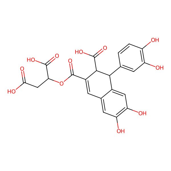 2D Structure of (2S)-2-[(3S,4R)-3-carboxy-4-(3,4-dihydroxyphenyl)-6,7-dihydroxy-3,4-dihydronaphthalene-2-carbonyl]oxybutanedioic acid