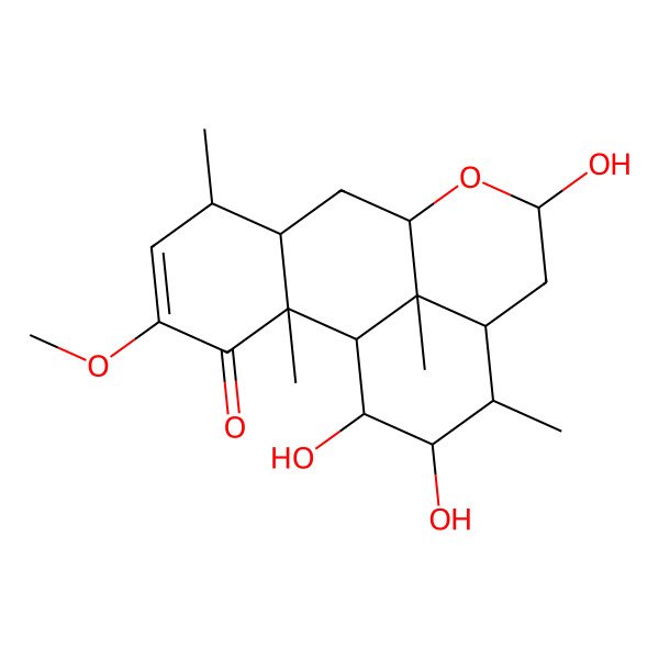 2D Structure of (1S,2S,6S,7S,9R,11S,13S,14R,15S,16S,17S)-11,15,16-trihydroxy-4-methoxy-2,6,14,17-tetramethyl-10-oxatetracyclo[7.7.1.02,7.013,17]heptadec-4-en-3-one