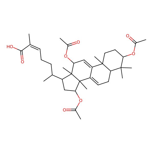 2D Structure of 2-methyl-6-(3,12,15-triacetyloxy-4,4,10,13,14-pentamethyl-2,3,5,6,12,15,16,17-octahydro-1H-cyclopenta[a]phenanthren-17-yl)hept-2-enoic acid