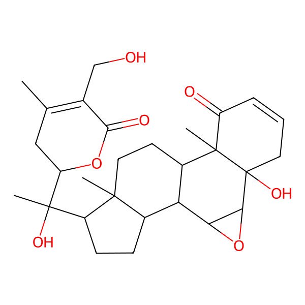 2D Structure of 5-Hydroxy-15-[1-hydroxy-1-[5-(hydroxymethyl)-4-methyl-6-oxo-2,3-dihydropyran-2-yl]ethyl]-10,14-dimethyl-3-oxapentacyclo[9.7.0.02,4.05,10.014,18]octadec-7-en-9-one