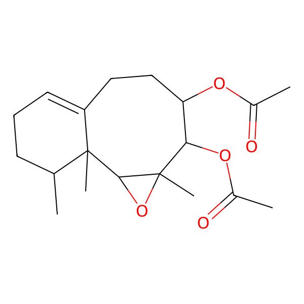 2D Structure of [(1R,2R,4R,5S,6S,13S)-5-acetyloxy-1,4,13-trimethyl-3-oxatricyclo[7.4.0.02,4]tridec-9-en-6-yl] acetate