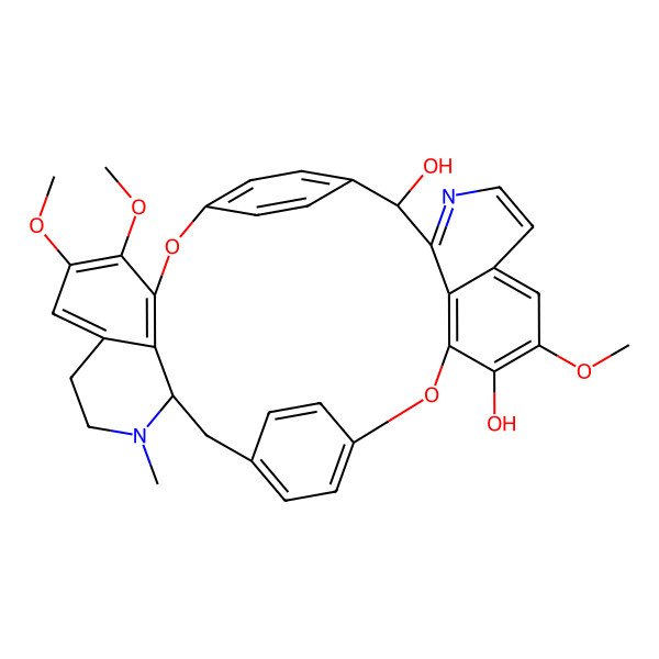 2D Structure of (26R)-5,19,20-trimethoxy-25-methyl-2,17-dioxa-10,25-diazaheptacyclo[26.2.2.213,16.13,7.118,22.011,36.026,33]hexatriaconta-1(31),3(36),4,6,8,10,13,15,18(33),19,21,28(32),29,34-tetradecaene-4,12-diol