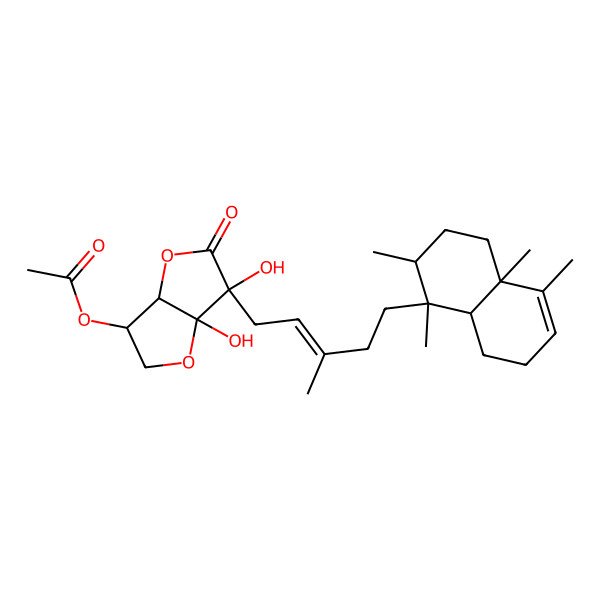2D Structure of [6-[5-(1,2,4a,5-tetramethyl-2,3,4,7,8,8a-hexahydronaphthalen-1-yl)-3-methylpent-2-enyl]-6,6a-dihydroxy-5-oxo-3,3a-dihydro-2H-furo[3,2-b]furan-3-yl] acetate