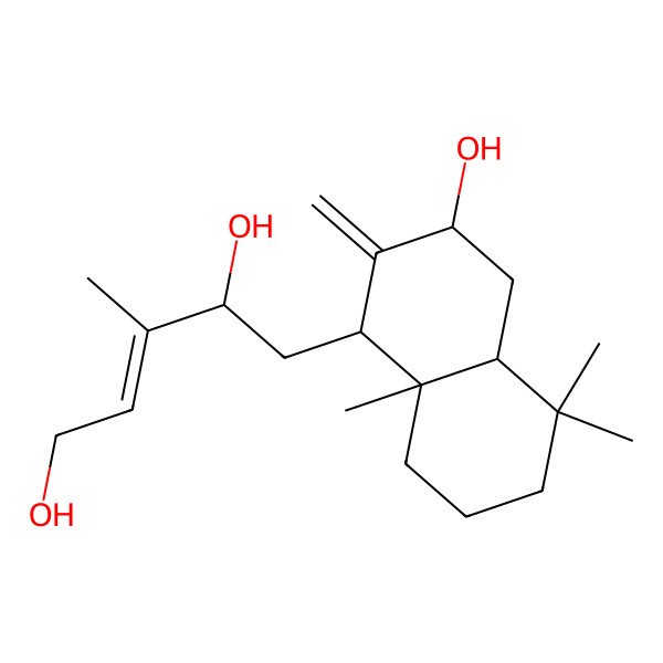 2D Structure of 5-(3-hydroxy-5,5,8a-trimethyl-2-methylidene-3,4,4a,6,7,8-hexahydro-1H-naphthalen-1-yl)-3-methylpent-2-ene-1,4-diol