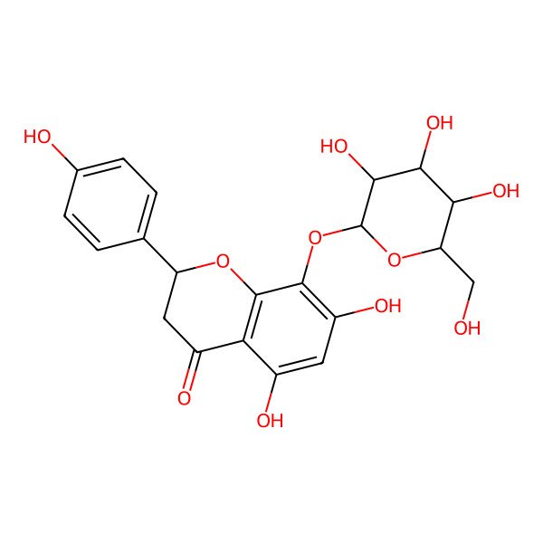 2D Structure of (2R)-5,7-dihydroxy-2-(4-hydroxyphenyl)-8-[(2S,3R,4S,5S,6R)-3,4,5-trihydroxy-6-(hydroxymethyl)oxan-2-yl]oxy-2,3-dihydrochromen-4-one