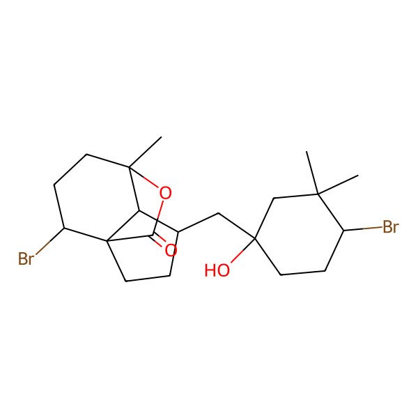 2D Structure of (1S,4S,5S,6R,9S)-9-bromo-4-[[(1S,4S)-4-bromo-1-hydroxy-3,3-dimethylcyclohexyl]methyl]-6-methyl-11-oxatricyclo[4.3.2.01,5]undecan-10-one