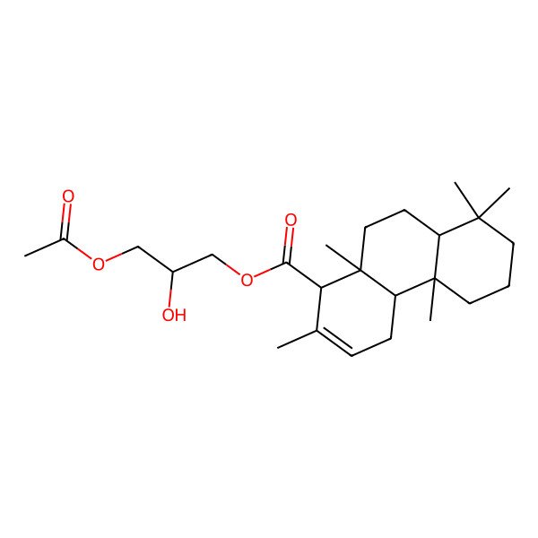 2D Structure of [(2R)-3-acetyloxy-2-hydroxypropyl] (1S,4aR,4bR,8aR,10aS)-2,4b,8,8,10a-pentamethyl-4,4a,5,6,7,8a,9,10-octahydro-1H-phenanthrene-1-carboxylate