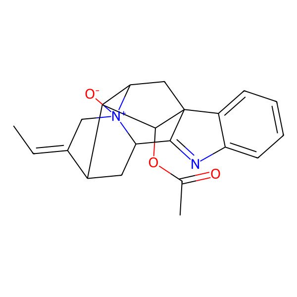 2D Structure of [(1R,10S,12R,13E,16S,17S,18R)-13-ethylidene-15-oxido-8-aza-15-azoniahexacyclo[14.2.1.01,9.02,7.010,15.012,17]nonadeca-2,4,6,8-tetraen-18-yl] acetate
