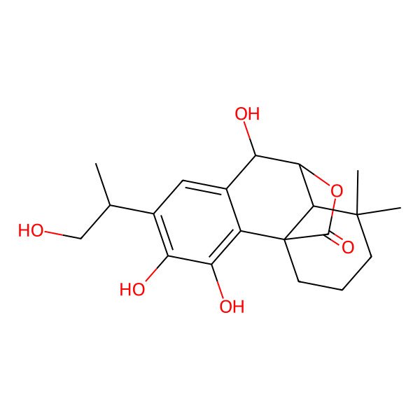 2D Structure of (1R,8R,9S,10S)-3,4,8-trihydroxy-5-[(2S)-1-hydroxypropan-2-yl]-11,11-dimethyl-16-oxatetracyclo[7.5.2.01,10.02,7]hexadeca-2,4,6-trien-15-one