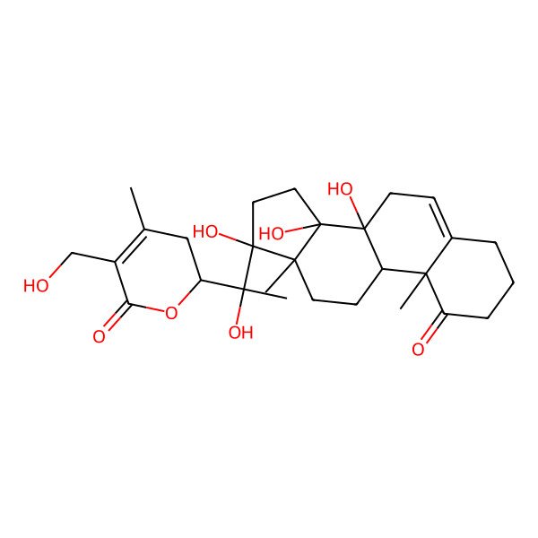 2D Structure of 5-(hydroxymethyl)-2-[1-hydroxy-1-(8,14,17-trihydroxy-10,13-dimethyl-1-oxo-3,4,7,9,11,12,15,16-octahydro-2H-cyclopenta[a]phenanthren-17-yl)ethyl]-4-methyl-2,3-dihydropyran-6-one