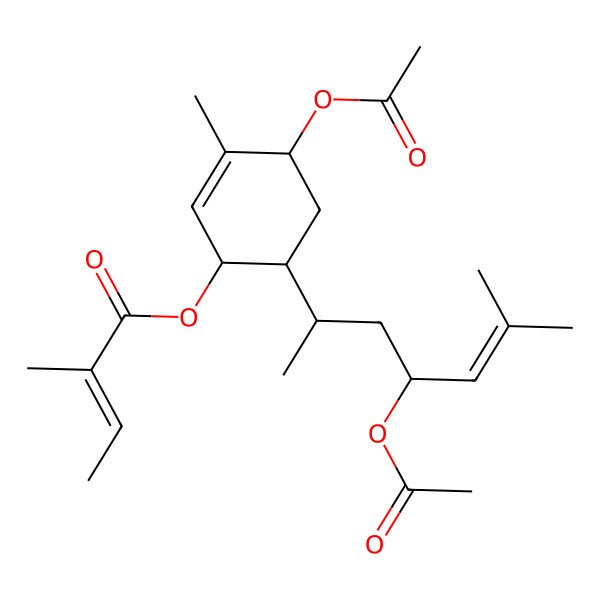 2D Structure of [(1S,4R,6S)-4-acetyloxy-6-[(2R,4R)-4-acetyloxy-6-methylhept-5-en-2-yl]-3-methylcyclohex-2-en-1-yl] (Z)-2-methylbut-2-enoate
