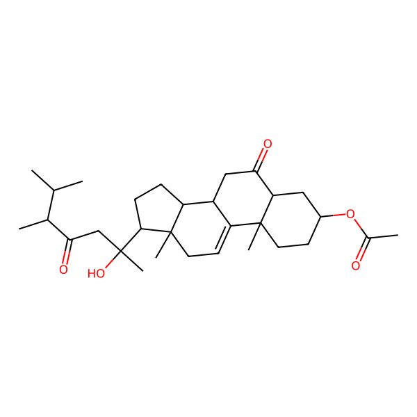 2D Structure of [(3S,5S,8S,10S,13S,14S,17S)-17-[(2S,5R)-2-hydroxy-5,6-dimethyl-4-oxoheptan-2-yl]-10,13-dimethyl-6-oxo-1,2,3,4,5,7,8,12,14,15,16,17-dodecahydrocyclopenta[a]phenanthren-3-yl] acetate
