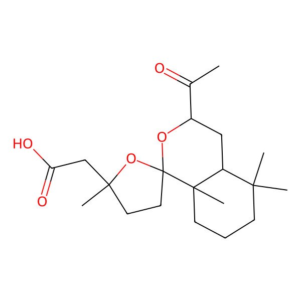 2D Structure of 2-(3-Acetyl-2',5,5,8a-tetramethylspiro[3,4,4a,6,7,8-hexahydroisochromene-1,5'-oxolane]-2'-yl)acetic acid