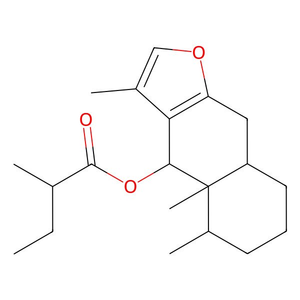 2D Structure of [(4S,4aR,5S,8aR)-3,4a,5-trimethyl-5,6,7,8,8a,9-hexahydro-4H-benzo[f][1]benzofuran-4-yl] (2R)-2-methylbutanoate