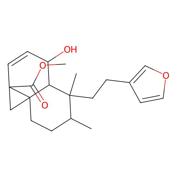 2D Structure of Methyl 5-[2-(furan-3-yl)ethyl]-4-hydroxy-5,6-dimethyl-1,4,4a,6,7,8-hexahydrocyclopropa[j]naphthalene-1a-carboxylate