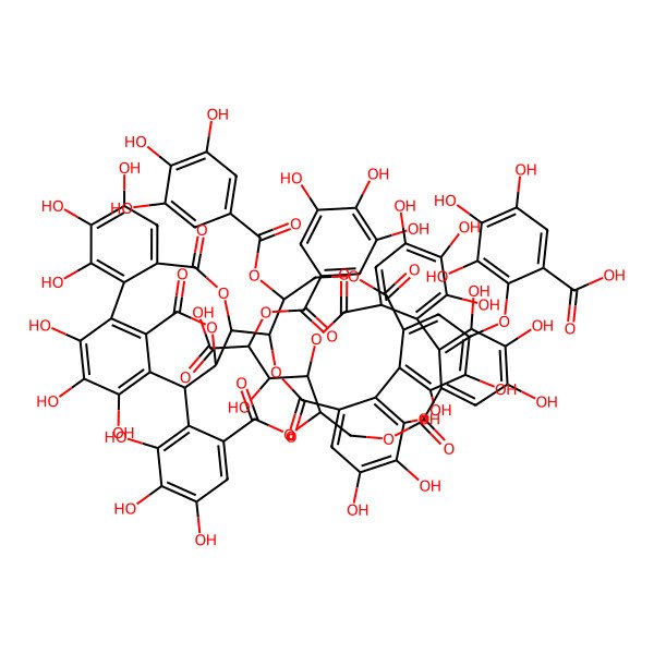 2D Structure of 2-[[(11R,12R)-12-[(14R,15S,19S)-19-[6-[[(10S,11R)-10-[(1S,2R)-2-carboxy-1-hydroxy-2-(3,4,5-trihydroxybenzoyl)oxyethyl]-3,4,5,17,18,19-hexahydroxy-8,14-dioxo-9,13-dioxatricyclo[13.4.0.02,7]nonadeca-1(19),2,4,6,15,17-hexaen-11-yl]oxycarbonyl]-2,3,4-trihydroxyphenyl]-2,3,4,7,8,9-hexahydroxy-12,17-dioxo-13,16-dioxatetracyclo[13.3.1.05,18.06,11]nonadeca-1,3,5(18),6,8,10-hexaen-14-yl]-3,4,17,18,19-pentahydroxy-8,14-dioxo-11-(3,4,5-trihydroxybenzoyl)oxy-9,13-dioxatricyclo[13.4.0.02,7]nonadeca-1(19),2,4,6,15,17-hexaen-5-yl]oxy]-3,4,5-trihydroxybenzoic acid